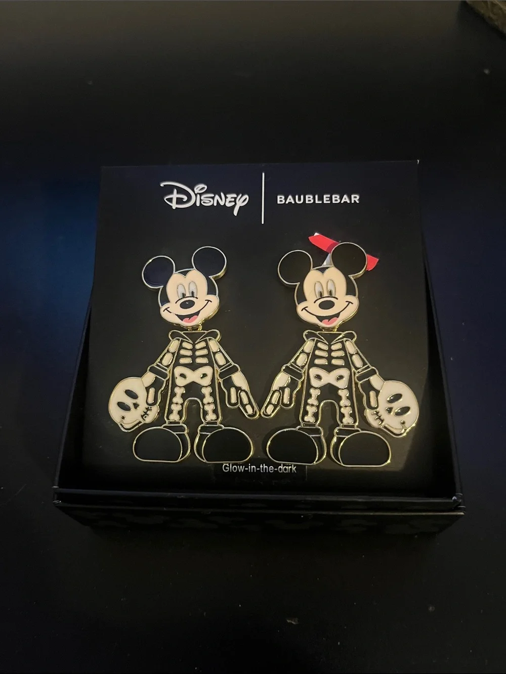 Disney Black, White & Red Mickey Skeleton Kids Earrings